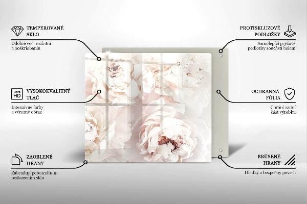 Glass worktop saver Pastel peonies