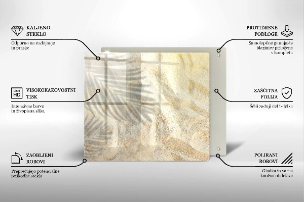 Glass worktop saver Palm sand and leaves