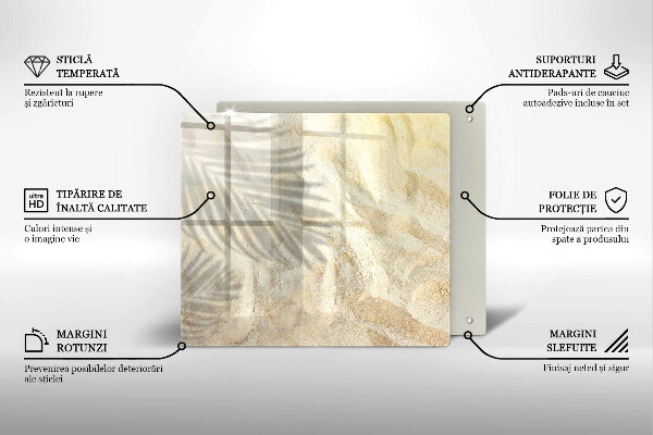 Glass worktop saver Palm sand and leaves