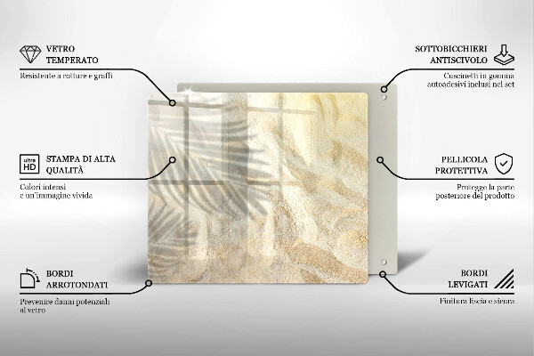 Glass worktop saver Palm sand and leaves