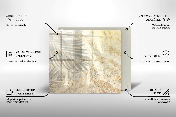 Glass worktop saver Palm sand and leaves