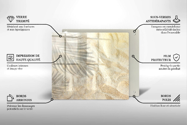 Glass worktop saver Palm sand and leaves