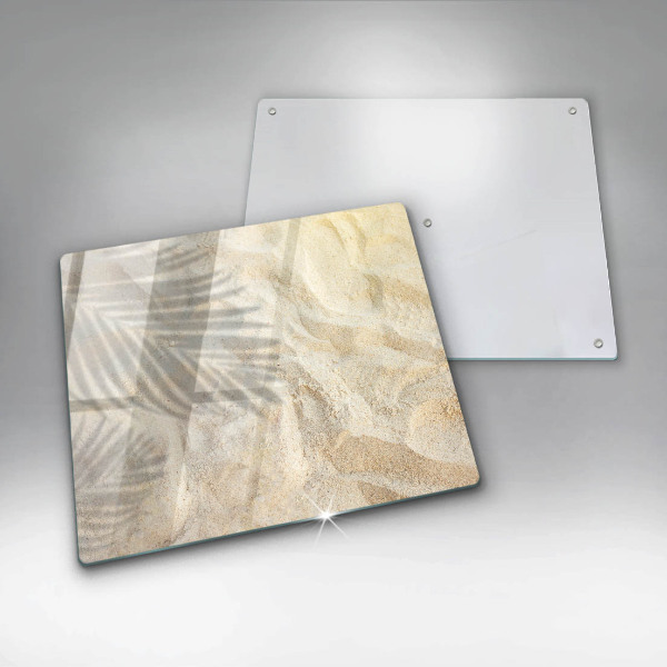 Glass worktop saver Palm sand and leaves