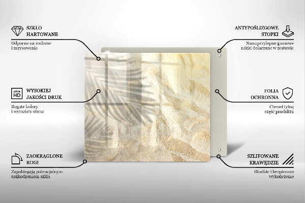 Glass worktop saver Palm sand and leaves