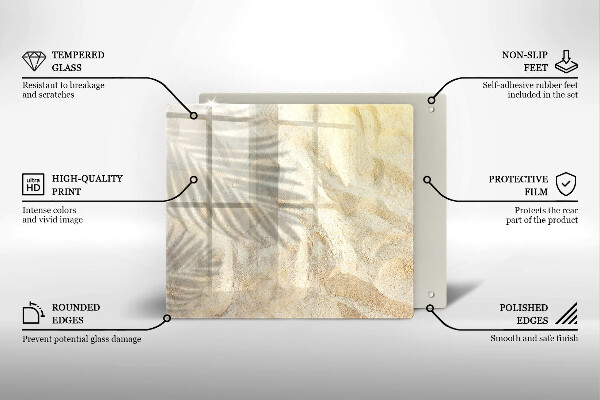 Glass worktop saver Palm sand and leaves