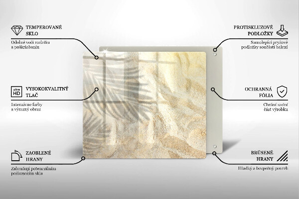 Glass worktop saver Palm sand and leaves