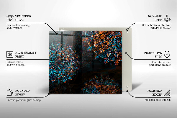 Glass worktop saver Boho Vintage Circles