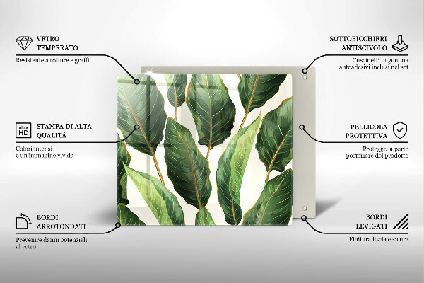 Glass worktop saver Banana leaves