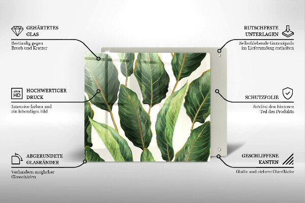 Glass worktop saver Banana leaves