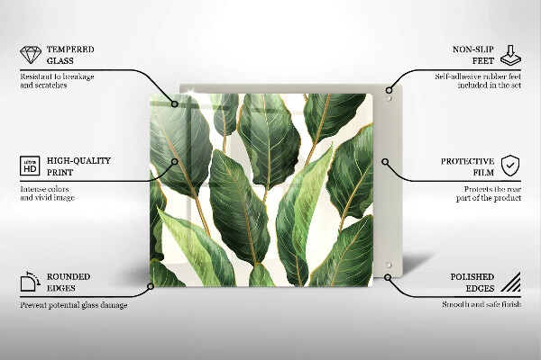 Glass worktop saver Banana leaves