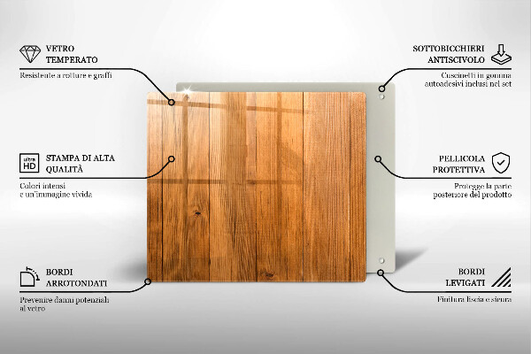 Glass worktop saver Wooden planks