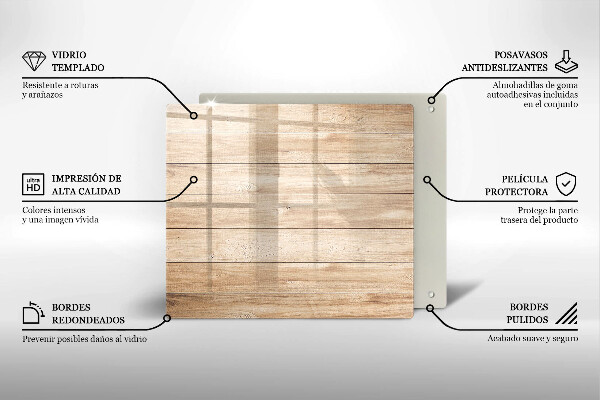 Glass worktop saver Wooden planks