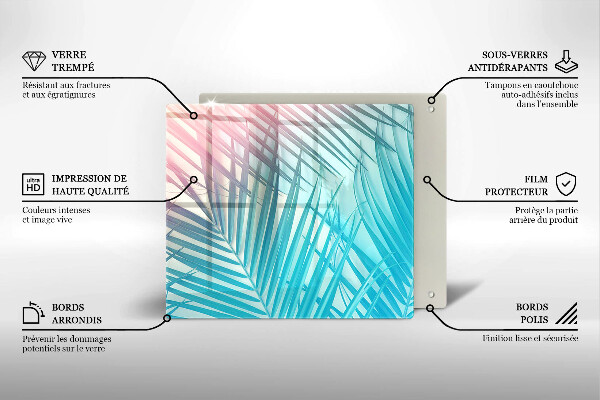 Glass worktop saver Pastel leaves