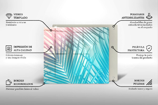 Glass worktop saver Pastel leaves