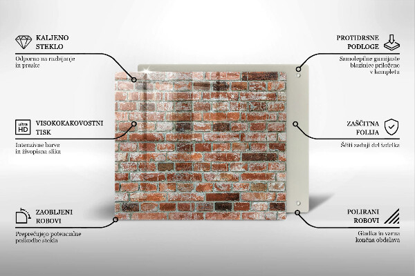 Glass worktop saver Old bricks wall