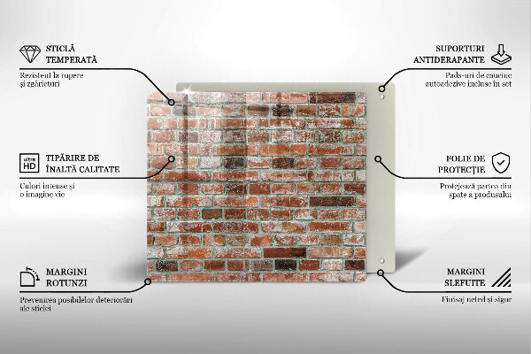 Glass worktop saver Old bricks wall