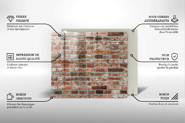 Glass worktop saver Old bricks wall