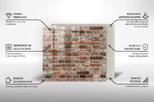 Glass worktop saver Old bricks wall