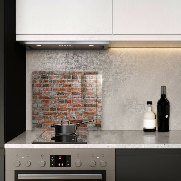 Glass worktop saver Old bricks wall