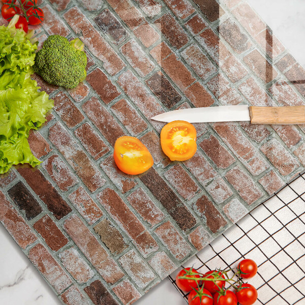 Glass worktop saver Old bricks wall