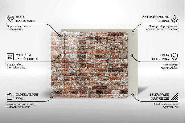 Glass worktop saver Old bricks wall