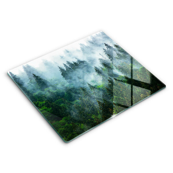 Glass worktop saver Forest in the fog