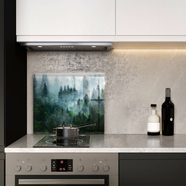 Glass worktop saver Forest in the fog