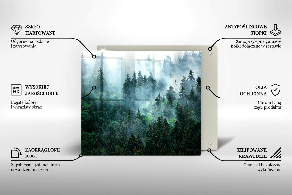 Glass worktop saver Forest in the fog