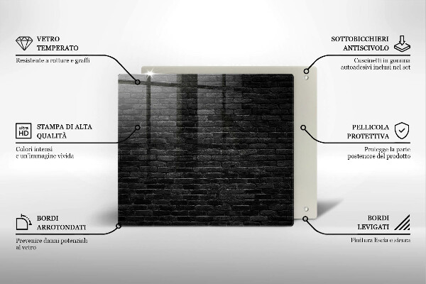 Chopping board glass Brick wall