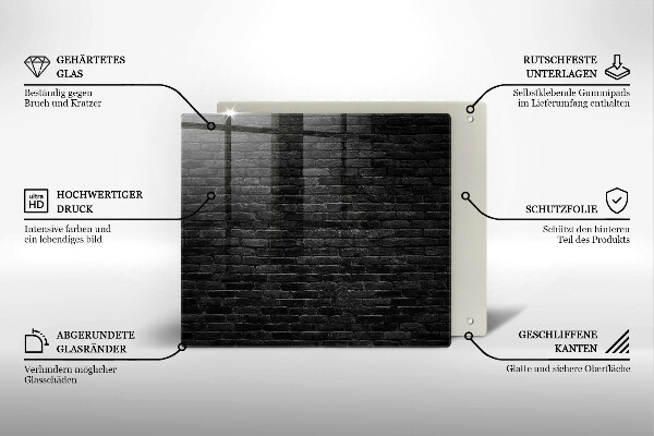 Chopping board glass Brick wall