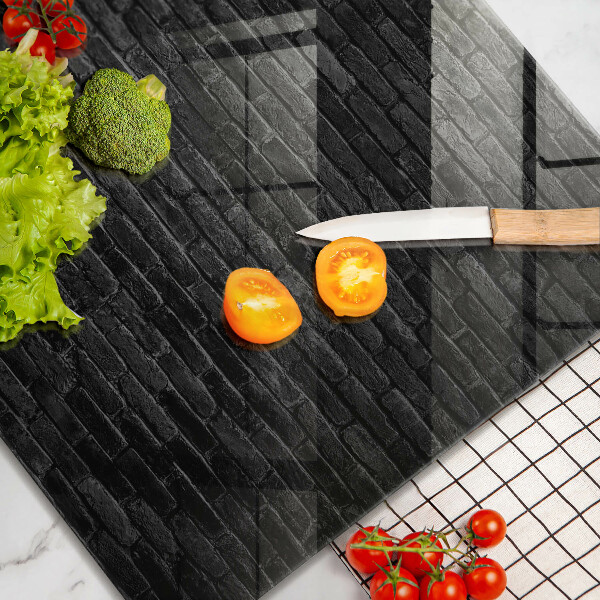 Chopping board glass Brick wall