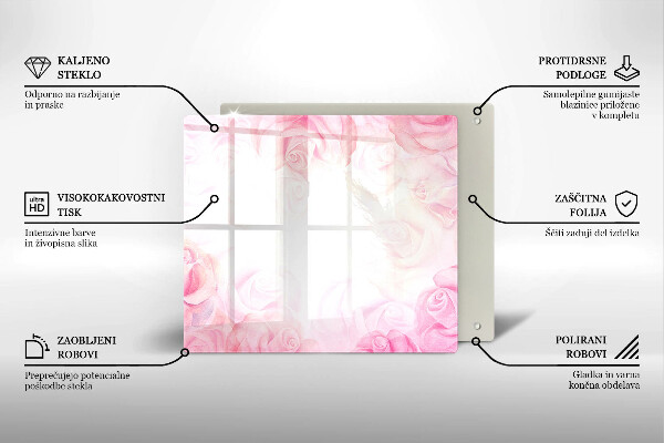 Chopping board glass Delicate background roses