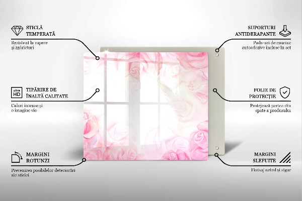 Chopping board glass Delicate background roses