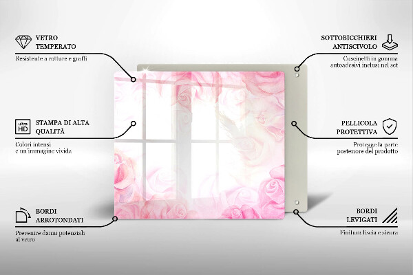 Chopping board glass Delicate background roses