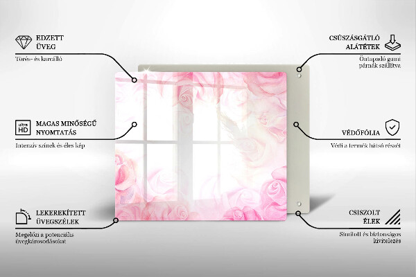 Chopping board glass Delicate background roses