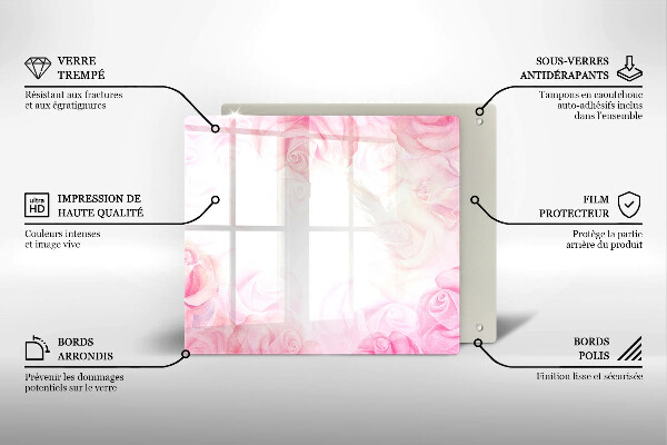 Chopping board glass Delicate background roses