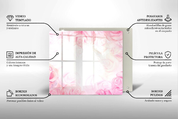 Chopping board glass Delicate background roses