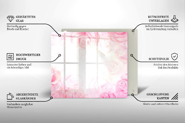 Chopping board glass Delicate background roses