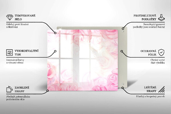 Chopping board glass Delicate background roses