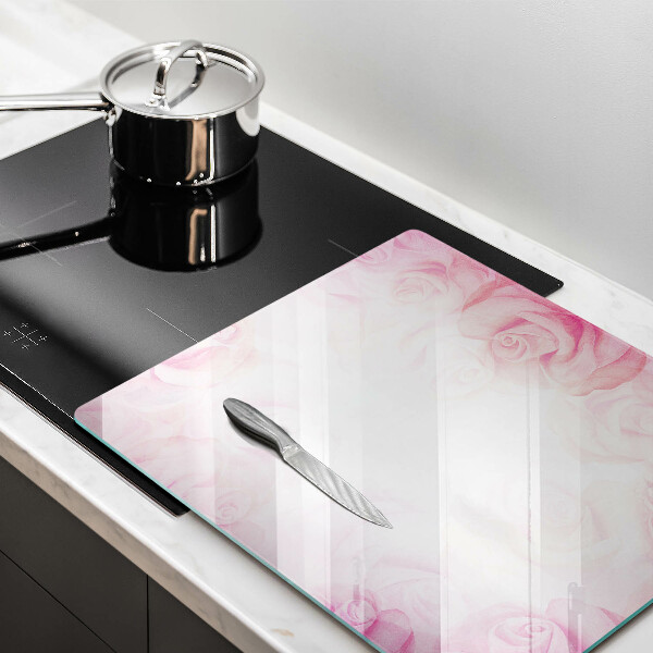 Chopping board glass Delicate background roses