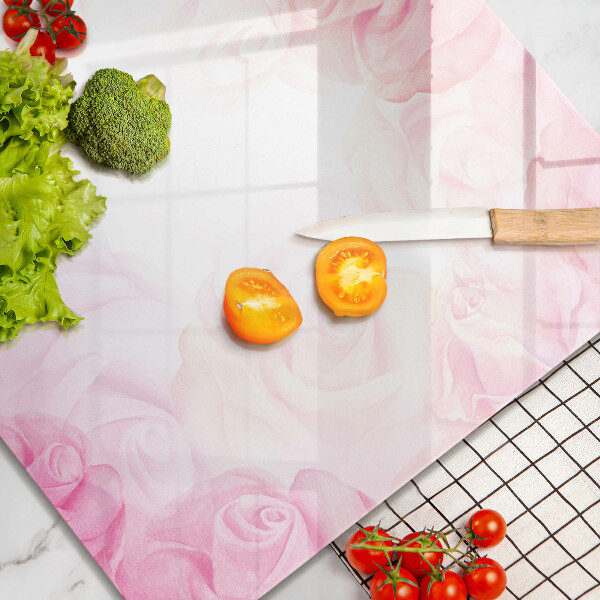 Chopping board glass Delicate background roses