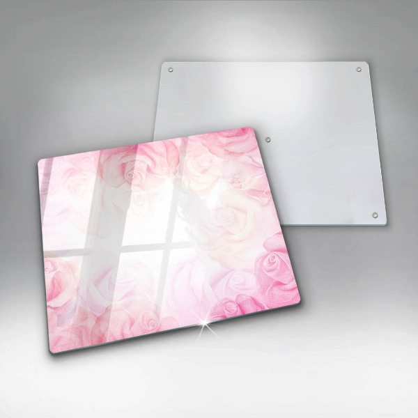 Chopping board glass Delicate background roses