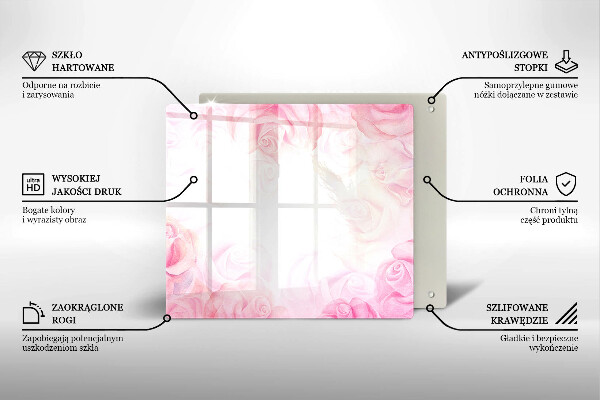 Chopping board glass Delicate background roses