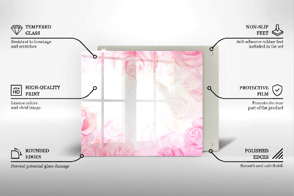 Chopping board glass Delicate background roses