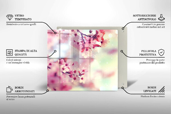 Chopping board glass Nature apple flowers