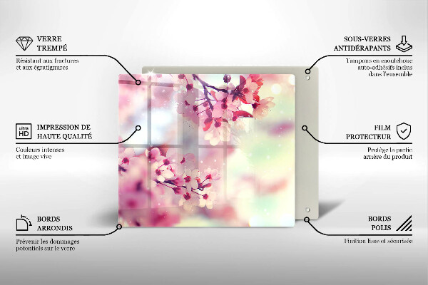 Chopping board glass Nature apple flowers