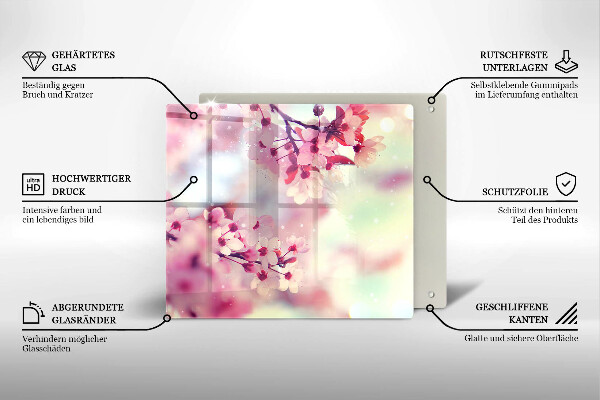 Chopping board glass Nature apple flowers