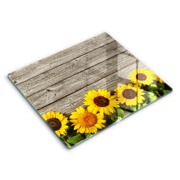 Chopping board glass Sunflowers on the boards