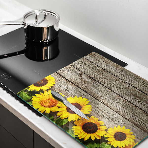 Chopping board glass Sunflowers on the boards