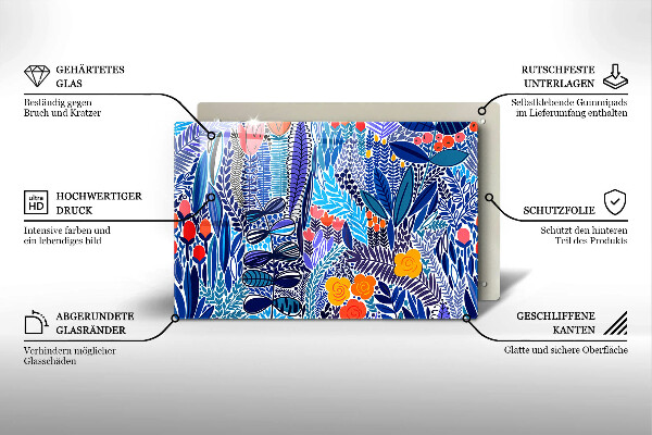 Chopping board glass Painted meadow